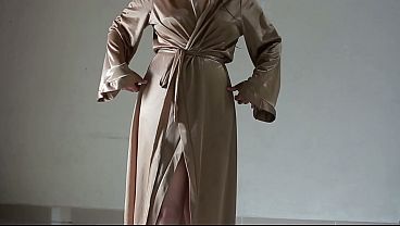 Big Ass Asian Girl in satin Robe