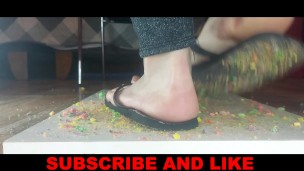 CRUSH FOOD , CEREALS , WITH FEET AND FLIP FLOP