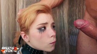 Tiny Schoolgirl with Gag Sloppy Deepthroat and Cum in Mouth – POV